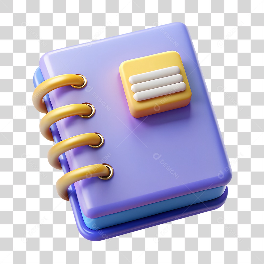Caderno Roxo e Amarelo PNG Transparente