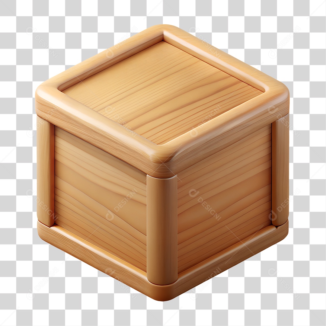 Caixa Cubo de Madeira PNG Transparente