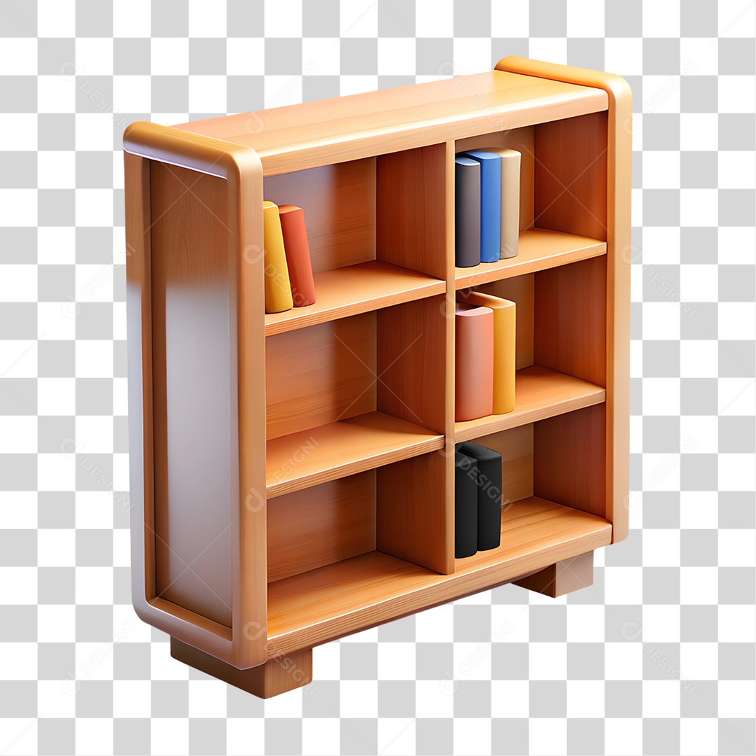 Estante de Madeira com Livros PNG Transparente