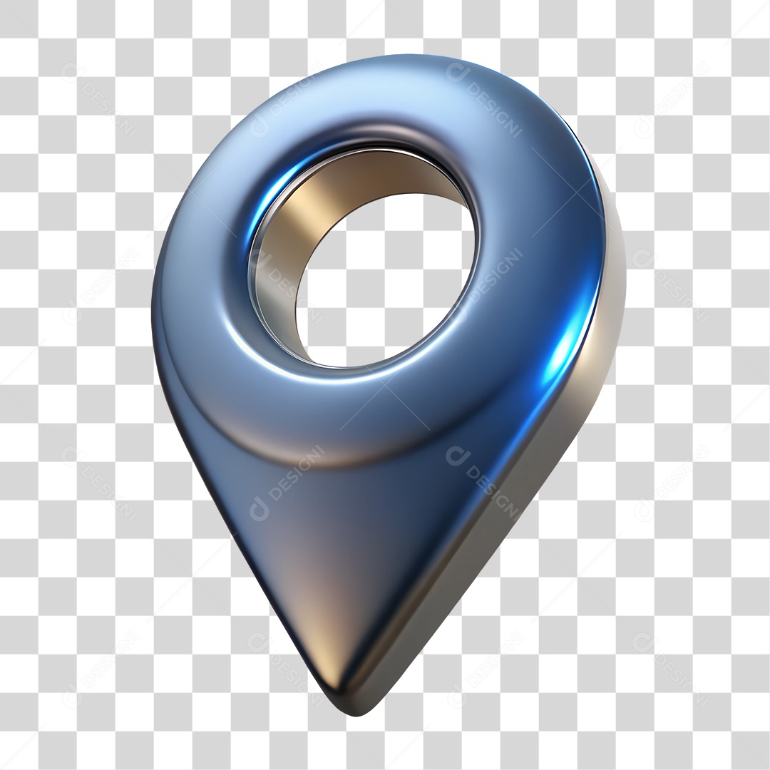 Ícone de Mapa Azul Metálico PNG Transparente