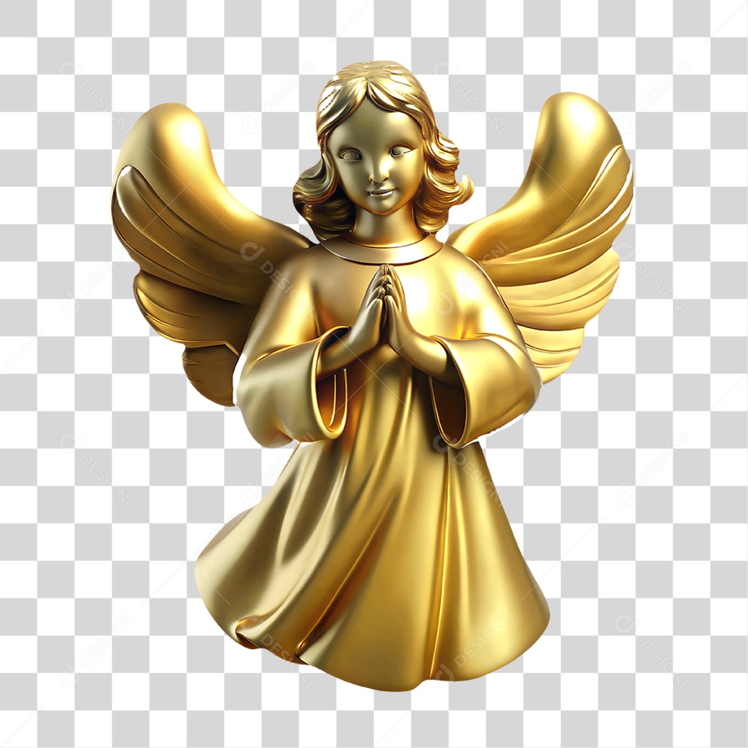Ícone Dourado de Anjo em Oração PNG Transparente