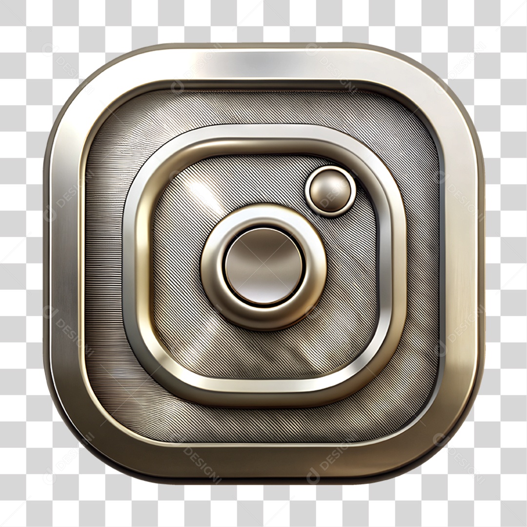 Ícone Metálico em Aço Instagram PNG Transparente