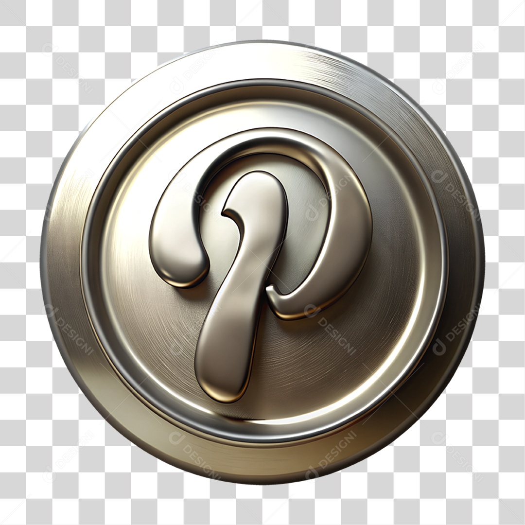 Ícone Metálico em Aço Pinterest PNG Transparente