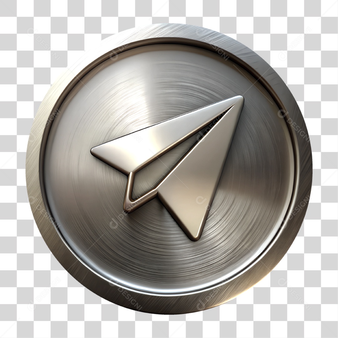 Ícone Metálico em Aço Telegram PNG Transparente