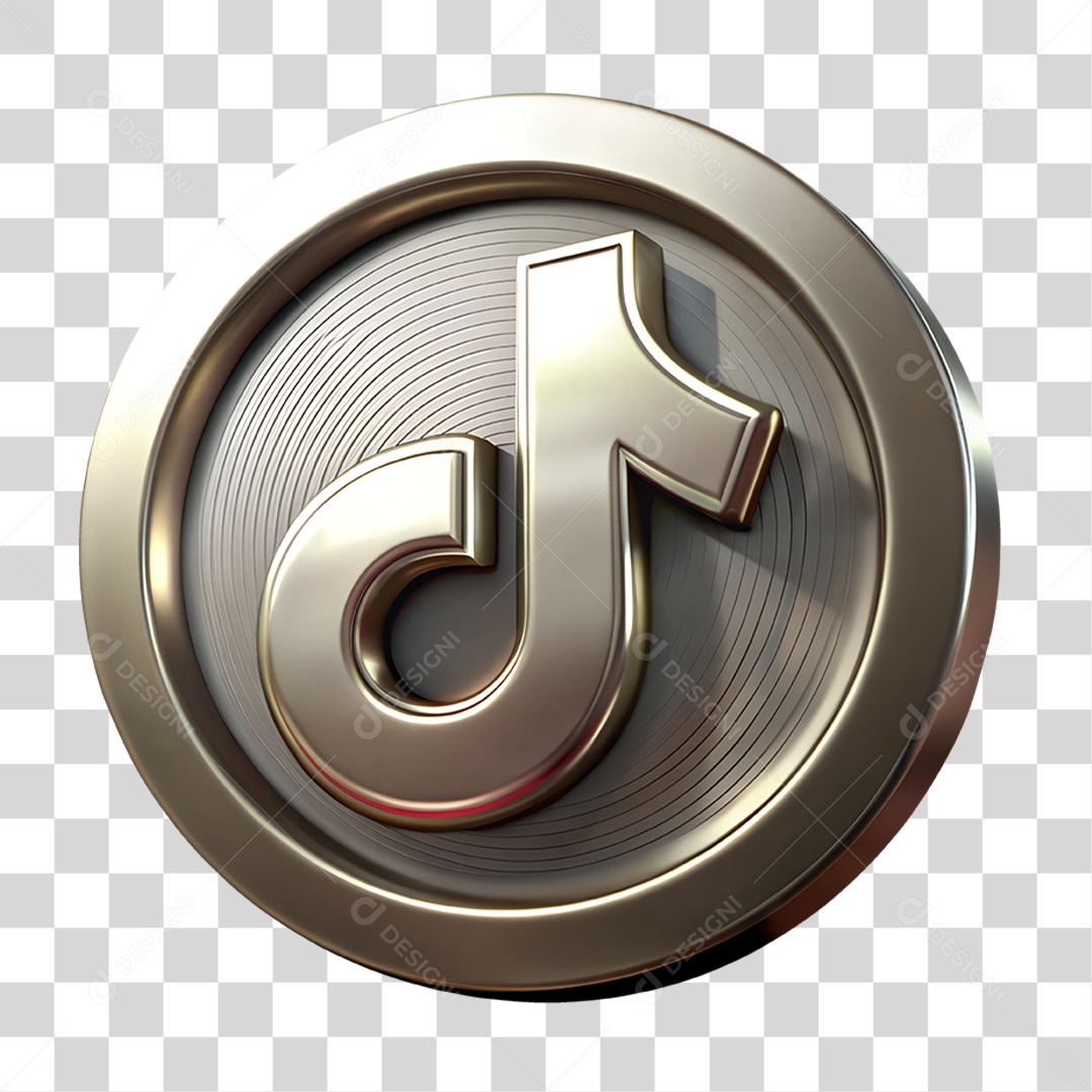 Ícone Metálico em Aço TikTok PNG Transparente