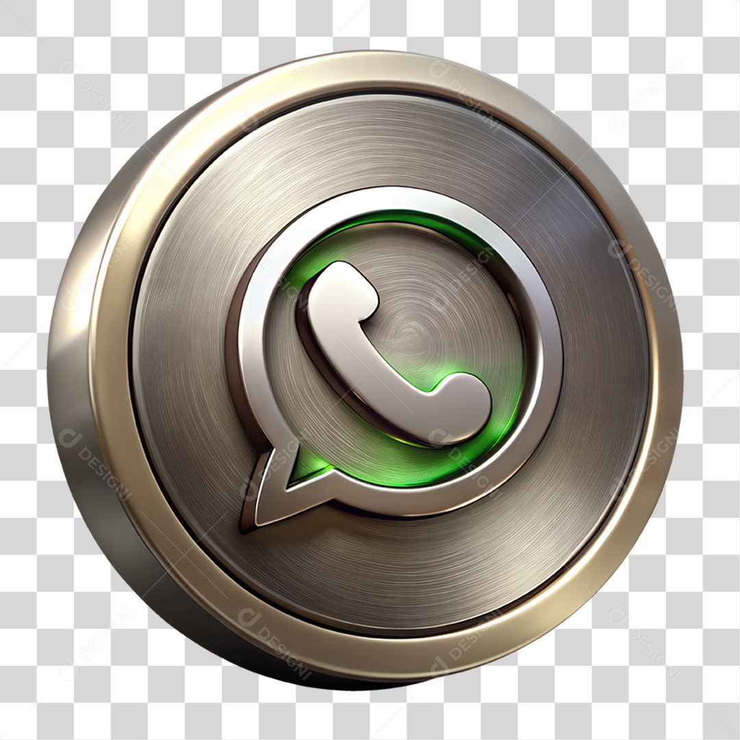 Ícone Metálico em Aço WhatsApp PNG Transparente