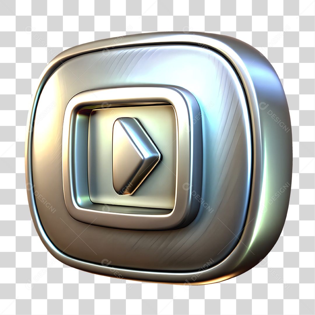 Ícone Metálico em Aço Youtube PNG Transparente