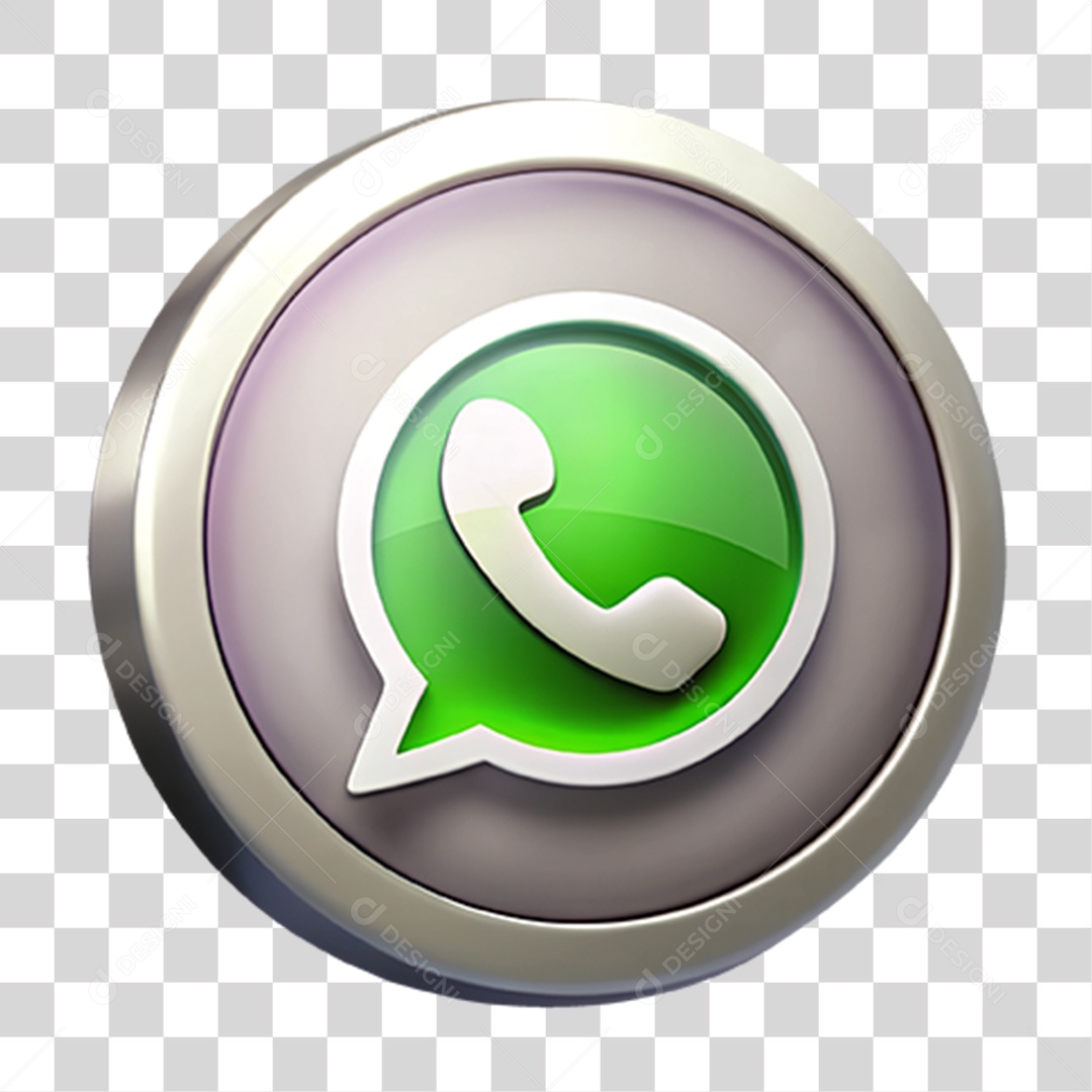 Ícone Metálico WhatsApp PNG Transparente