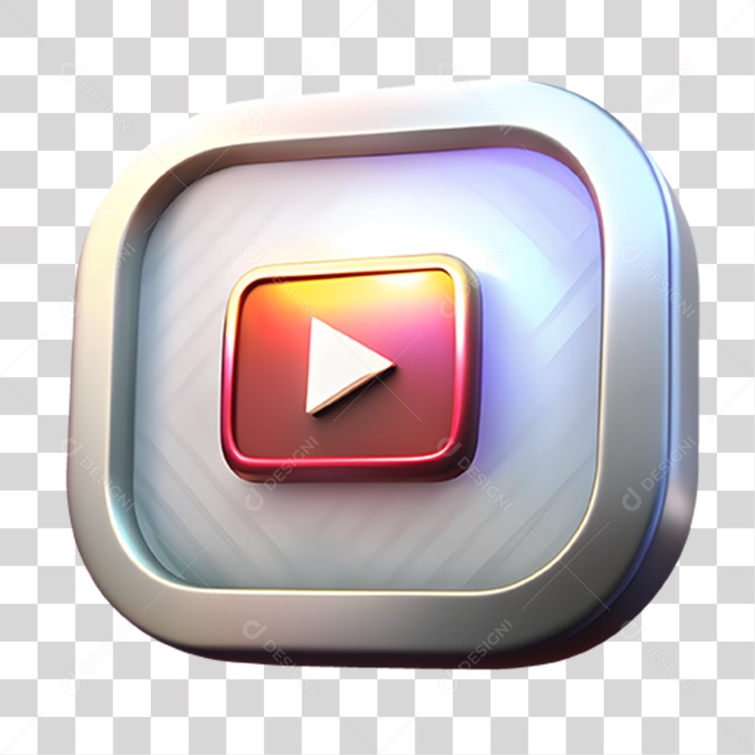 Ícone Metálico Youtube PNG Transparente