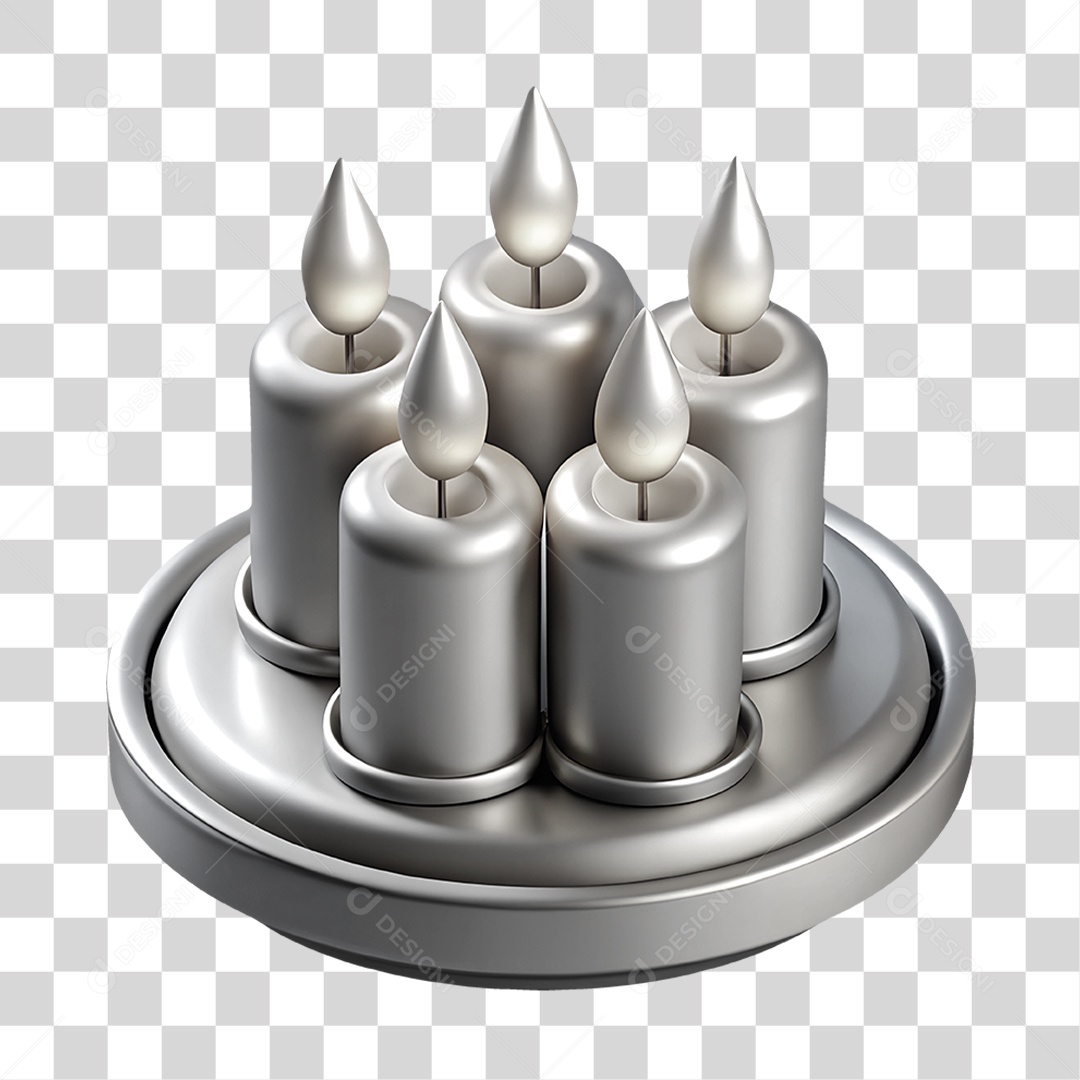 Ícone Prateado de Base Redonda com Velas Acesas PNG Transparente