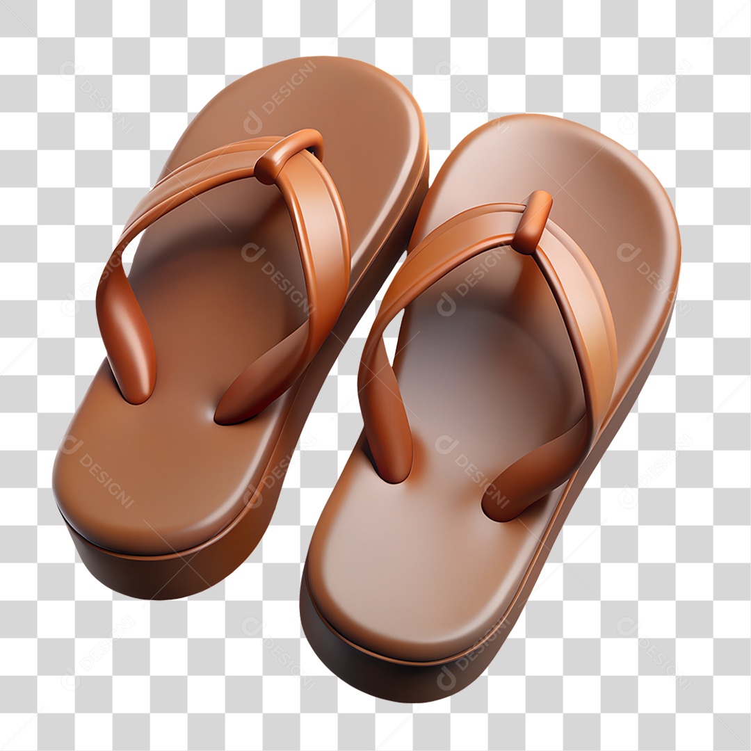 Par de Chinelos Cor Marrom PNG Transparente