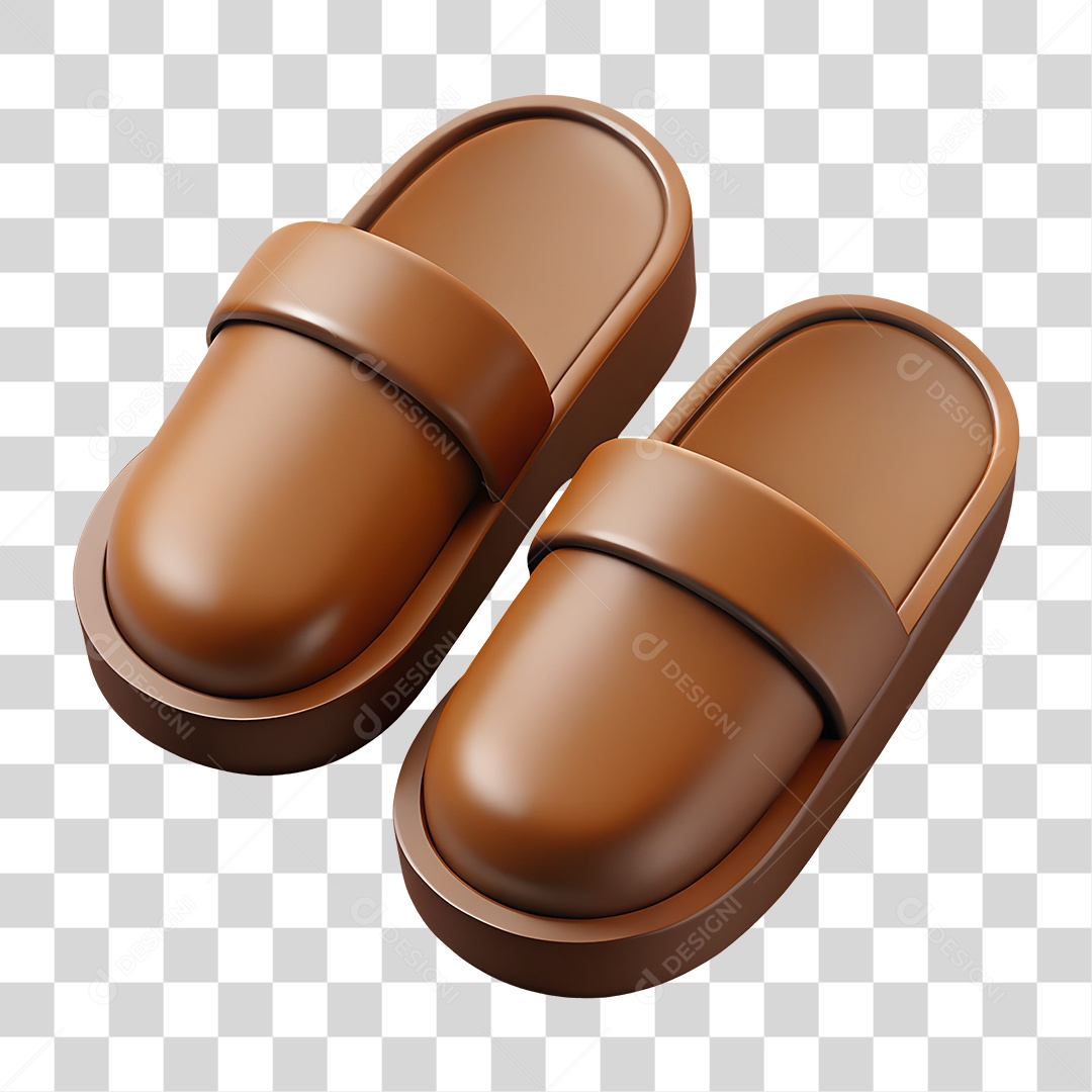 Par de Pantufas Cor Marrom PNG Transparente