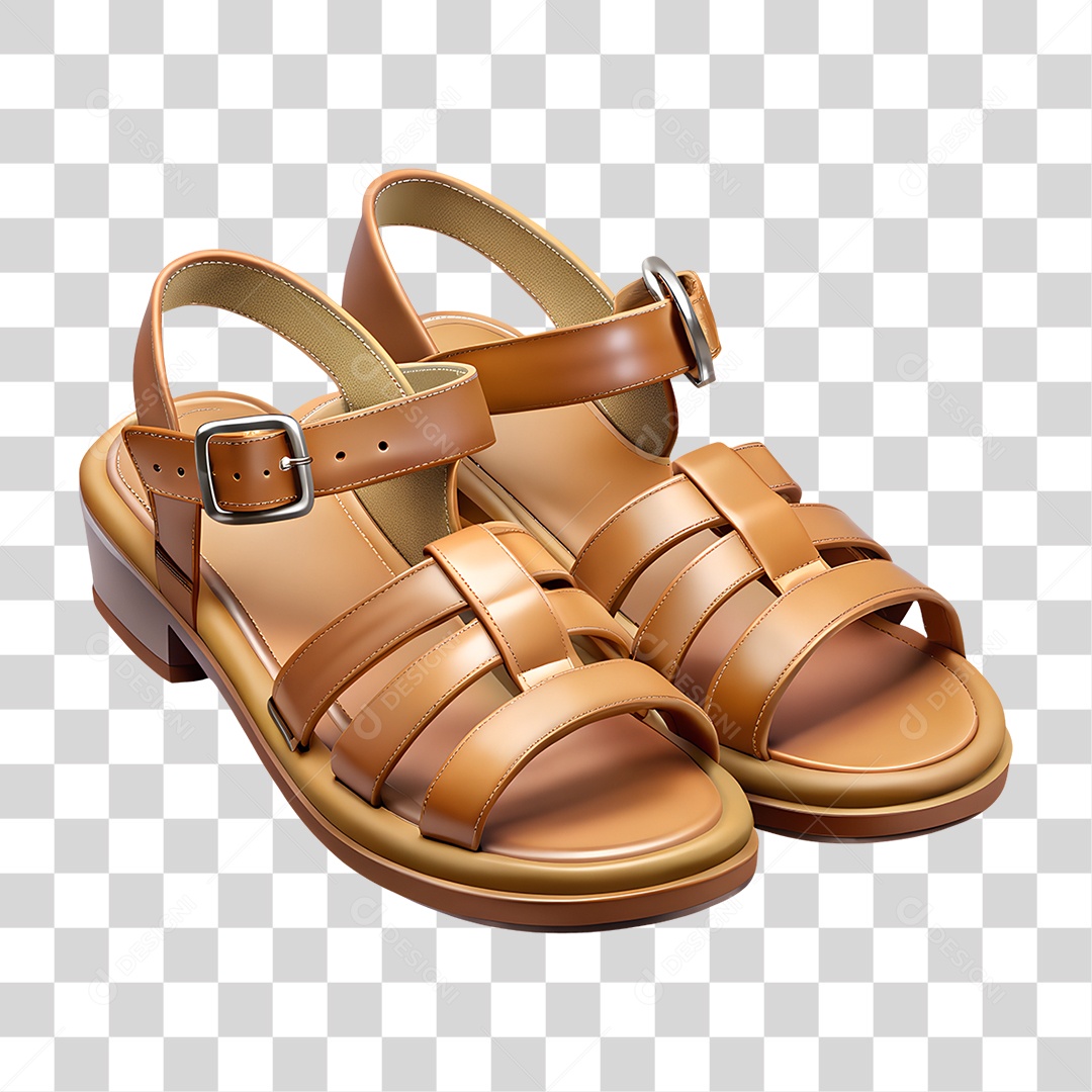 Par de Sandálias cor Marrom PNG Transparente