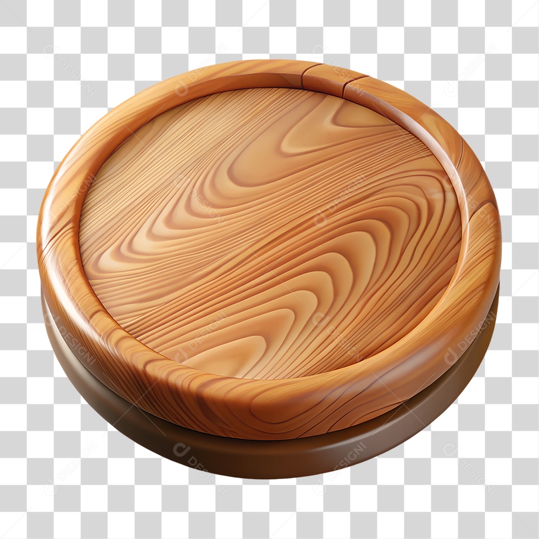 Prato Redondo de Madeira PNG Transparente