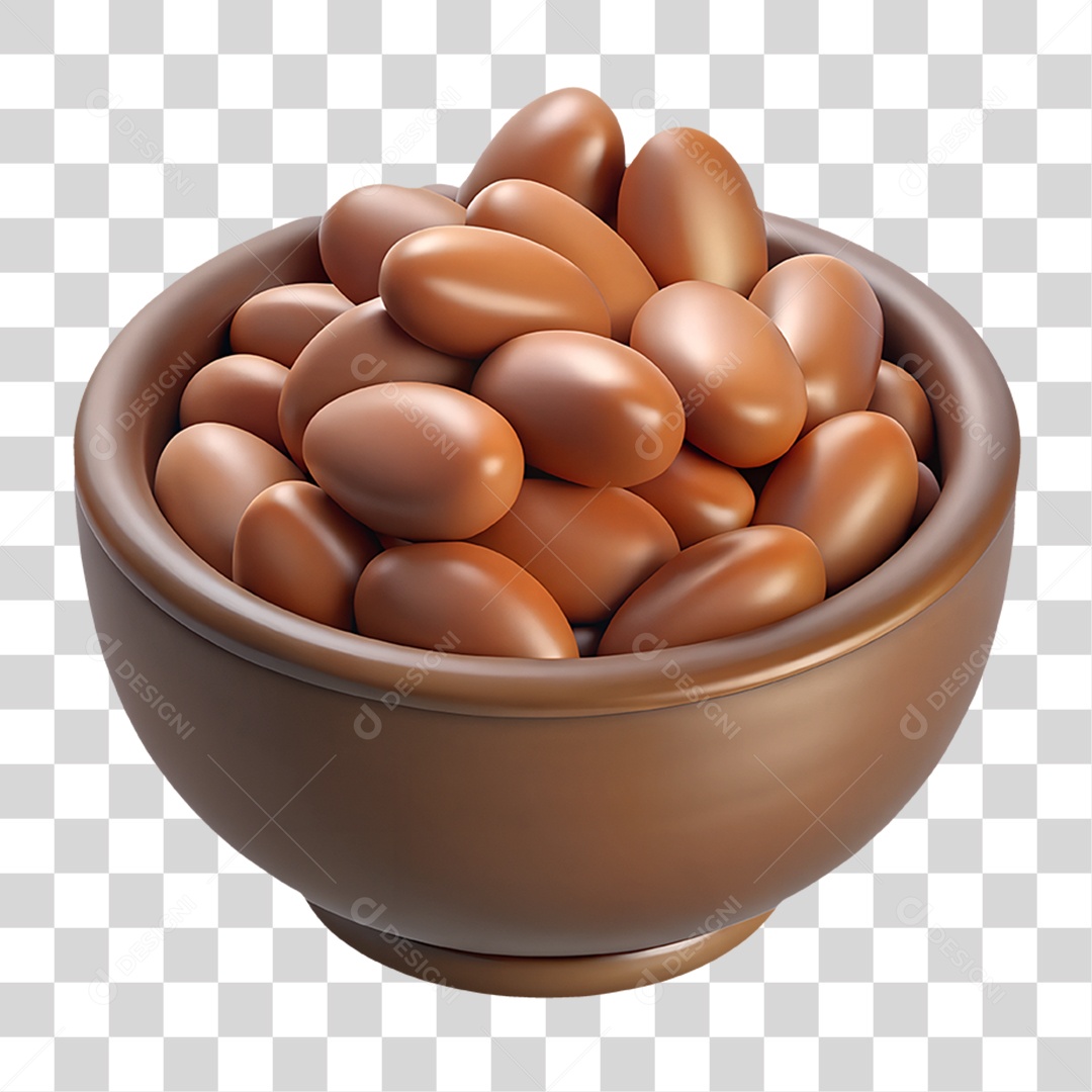 Tigela de Feijão Elemento 3D PNG Transparente
