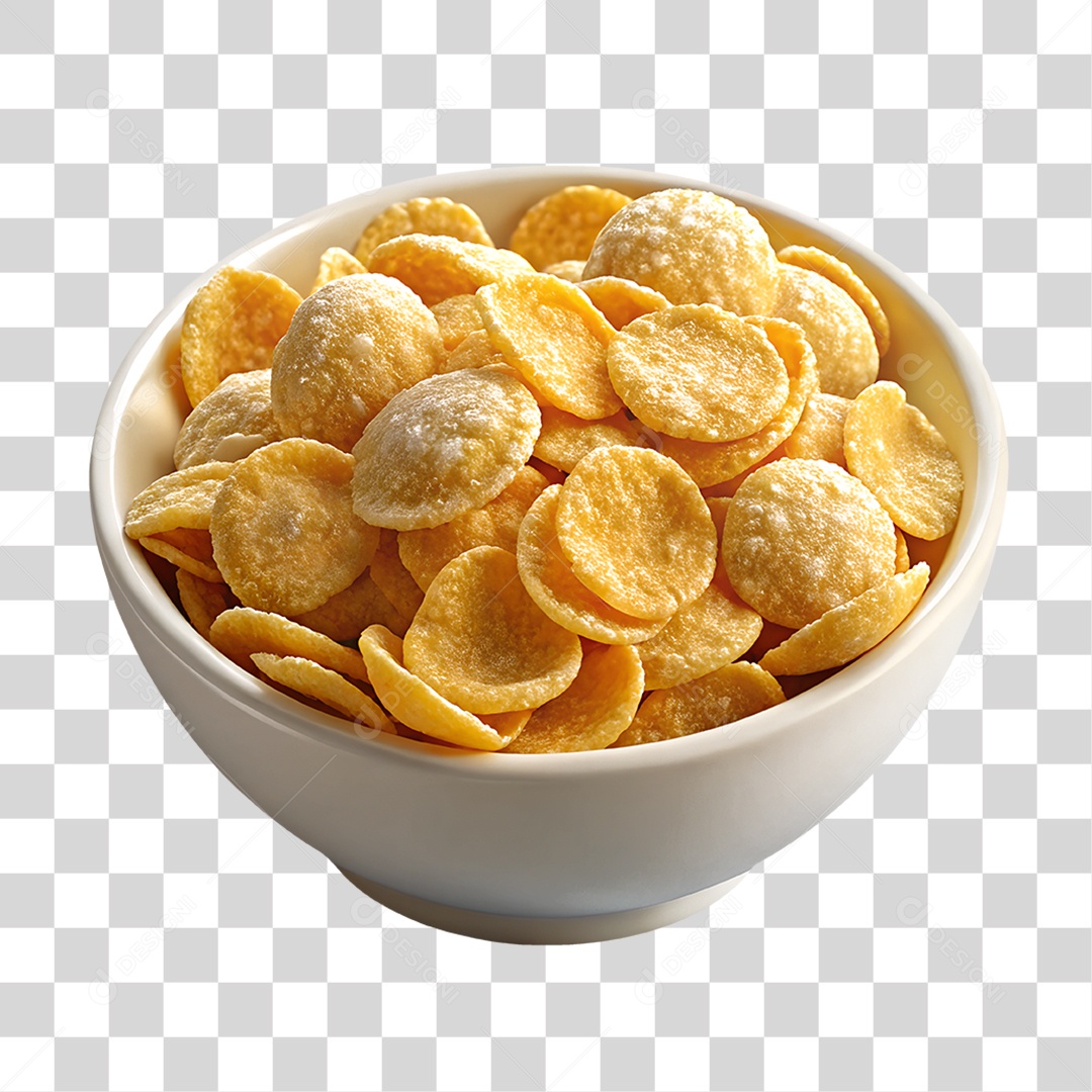 Tigela de Flocos de Milho Elemento 3D PNG Transparente