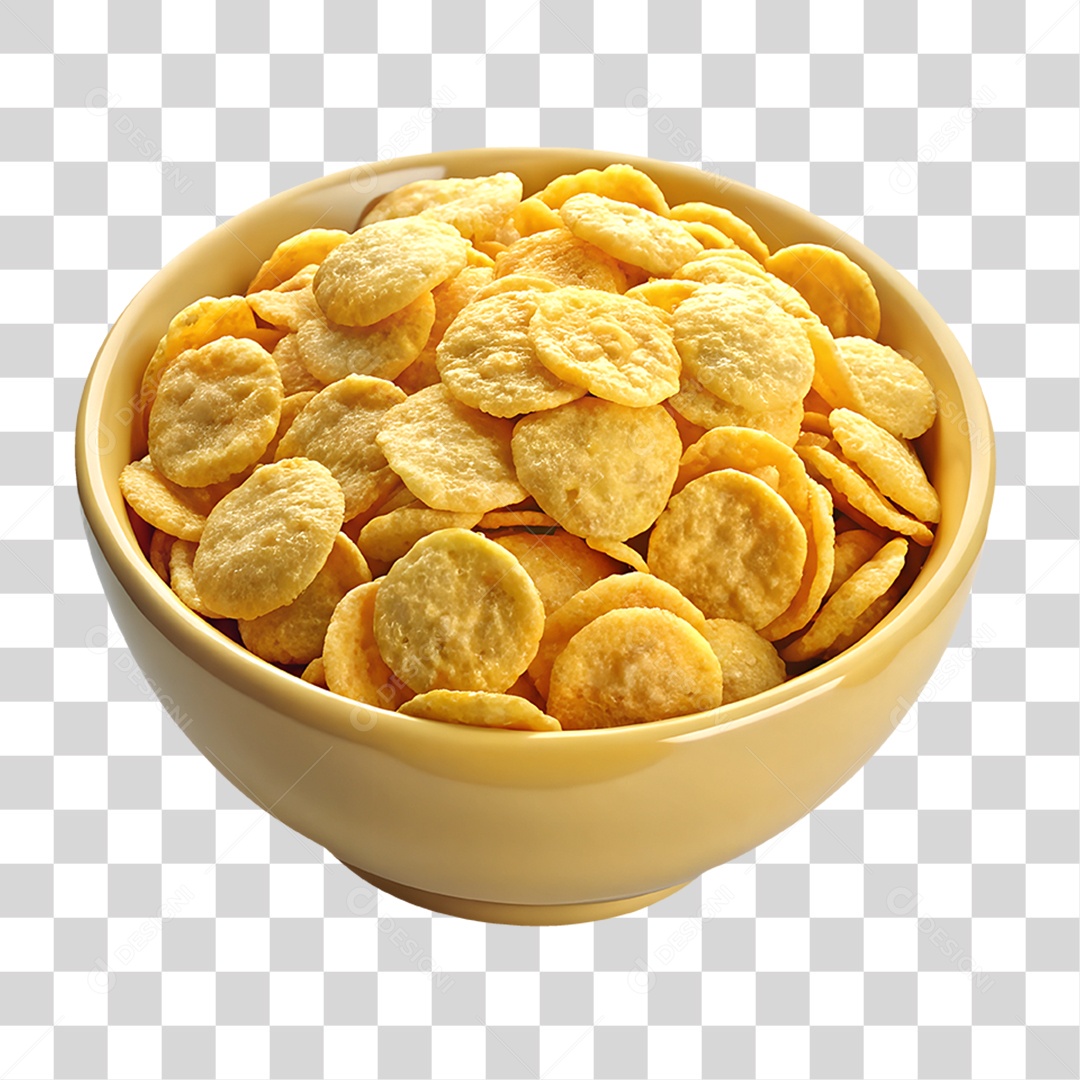 Tigela de Flocos de Milho Elemento 3D PNG Transparente