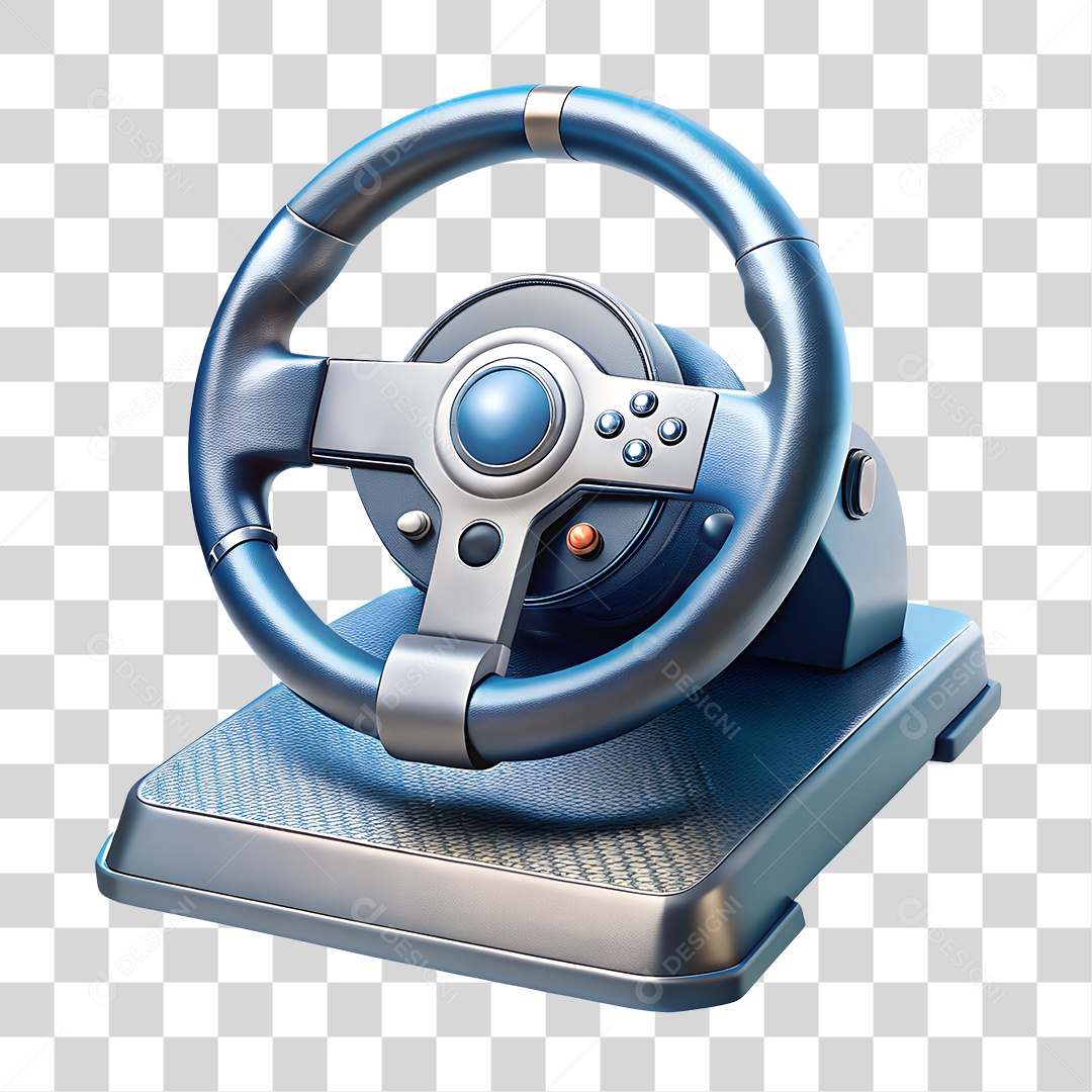 Volante De Mesa Gamer Azul Metálico Elemento 3D PNG Transparente