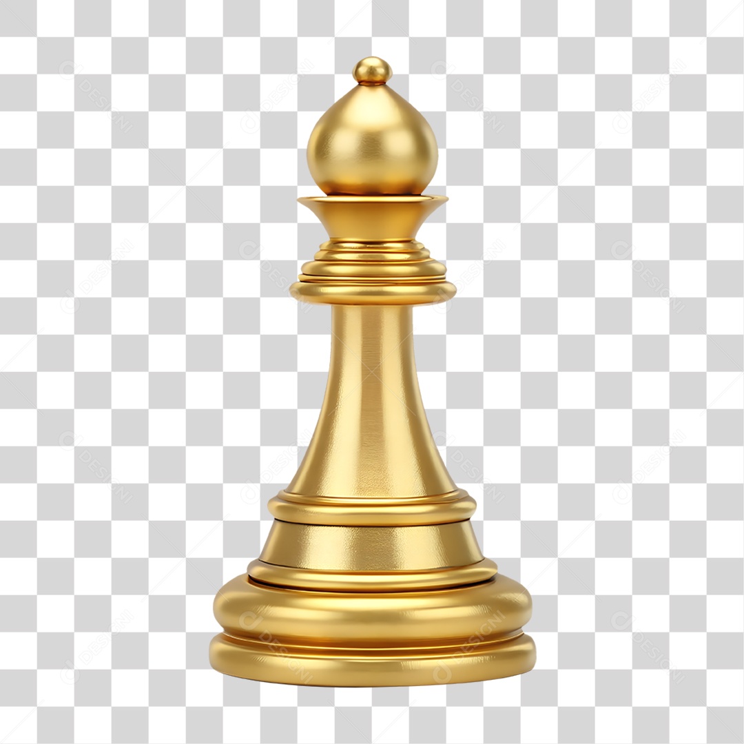 Bispo de Xadrez em Ouro PNG Transparente