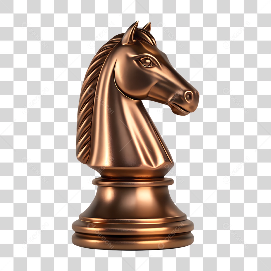 Cavaleiro de Xadrez em Bronze PNG Transparente