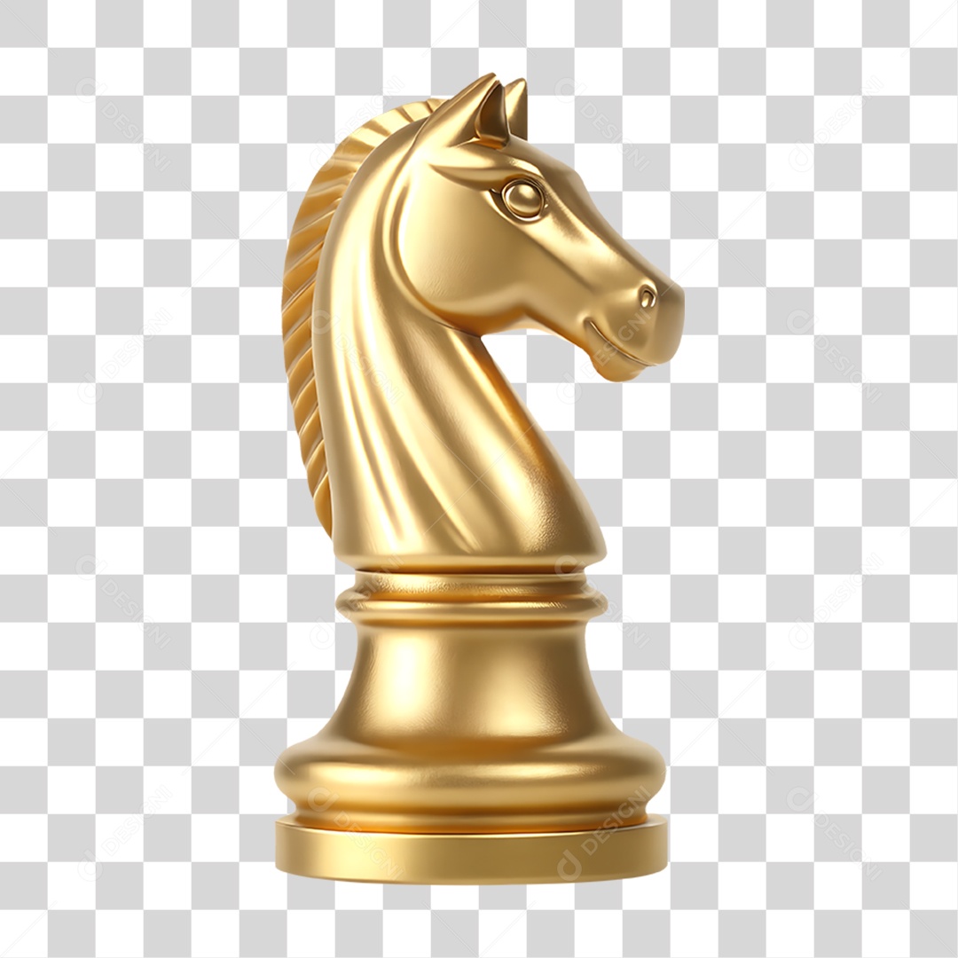Cavaleiro de Xadrez em Ouro PNG Transparente