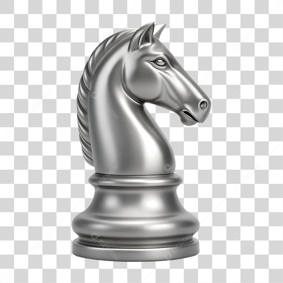 Cavaleiro de Xadrez em Prata PNG Transparente