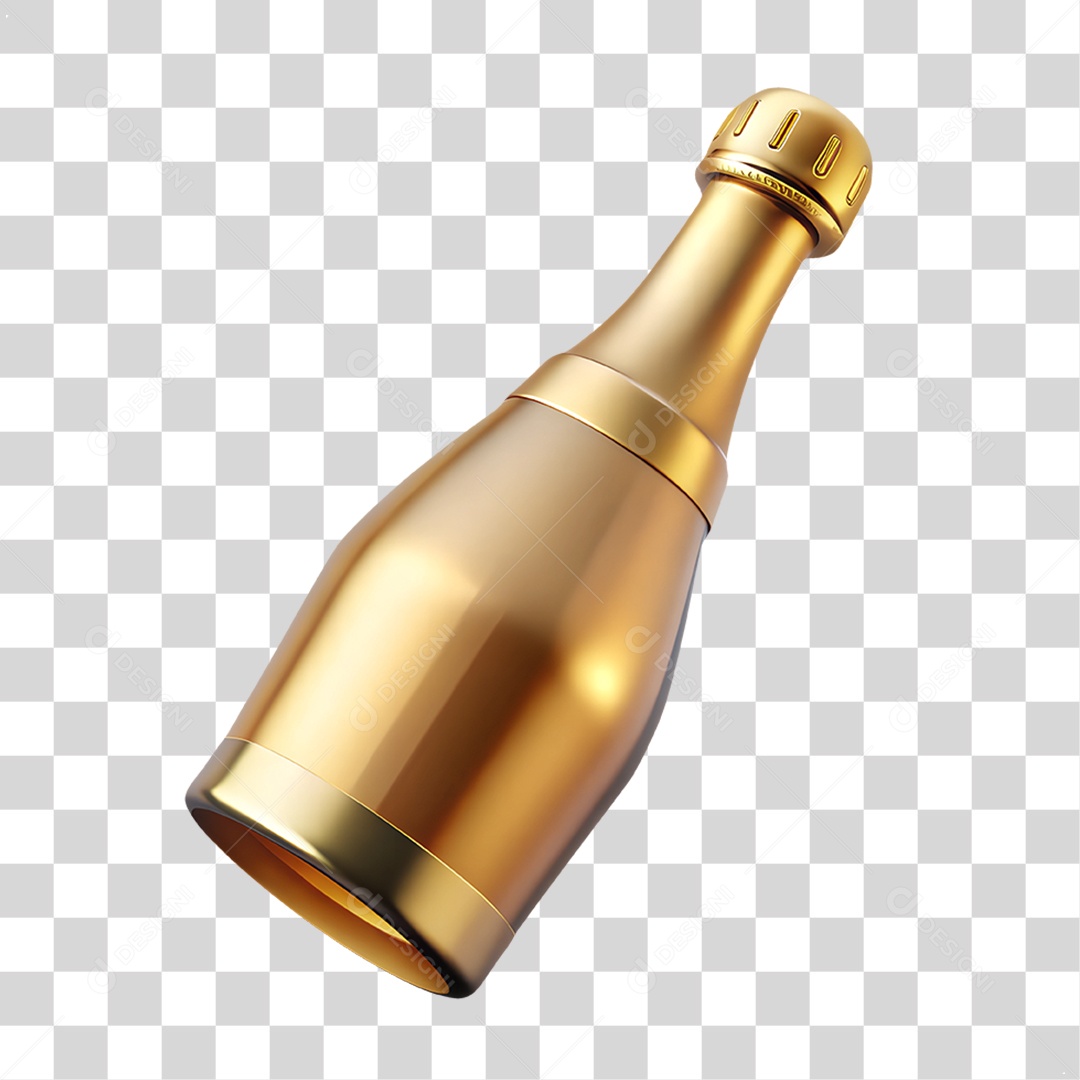 Garrafa de Champagne Dourada PNG Transparente