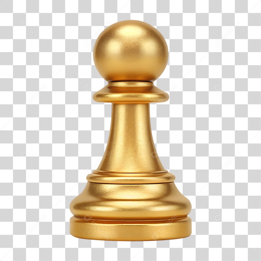 Peão de Xadrez em Ouro PNG Transparente