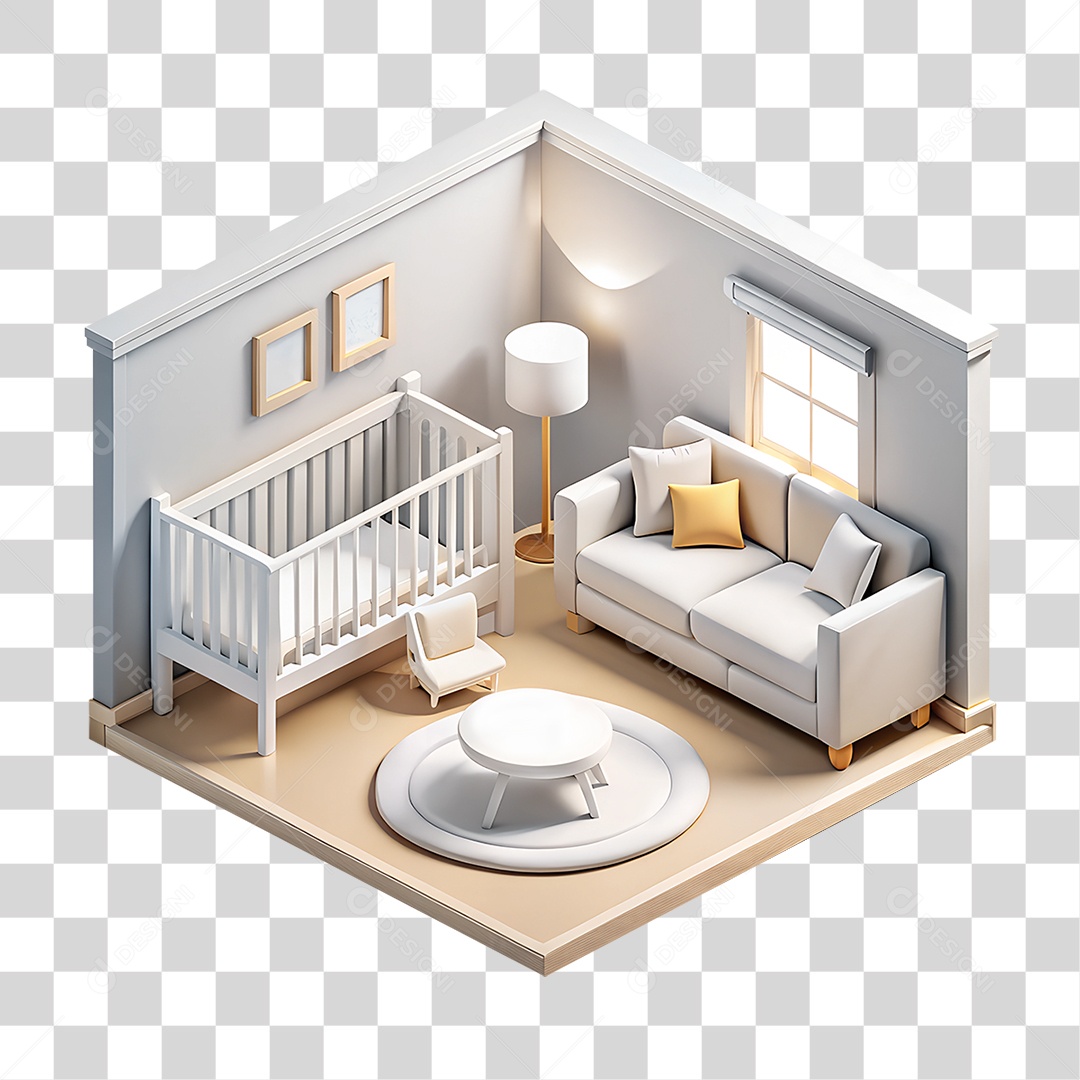 Quarto de Bebê Isométrico PNG Transparente