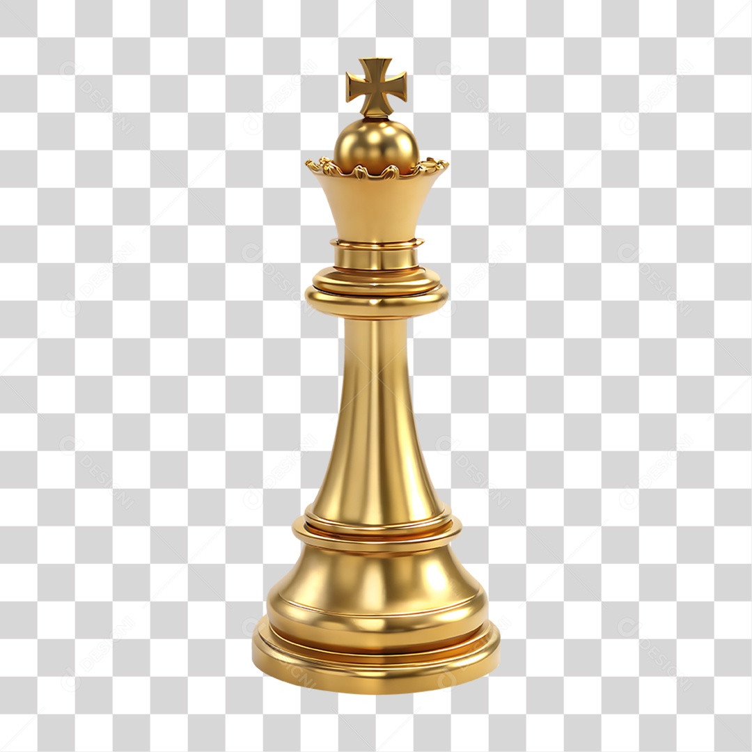 Rainha de Xadrez em Ouro PNG Transparente