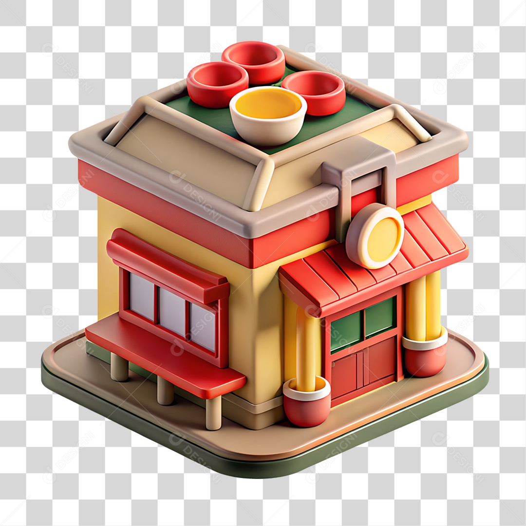 Restaurante Chinês Isométrico PNG Transparente