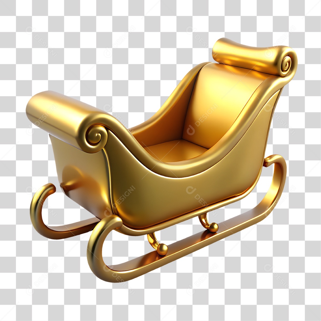 Trenó Dourado PNG Transparente