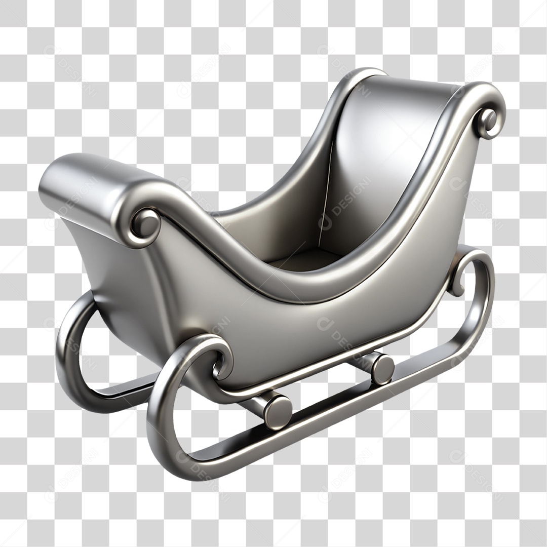 Trenó Prata PNG Transparente