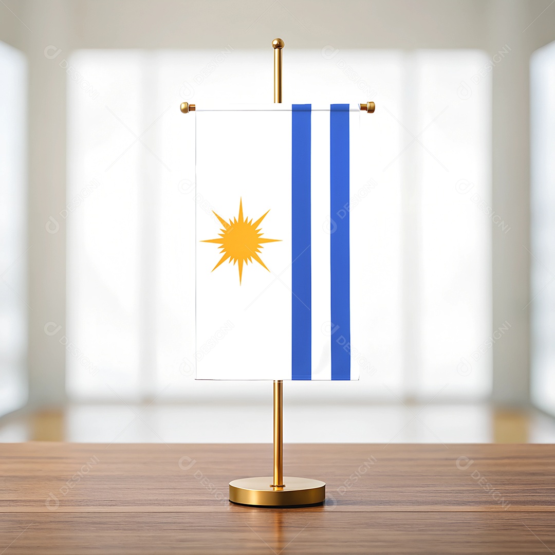 Mini bandeira da cidade de Palmas em cima de uma mesa