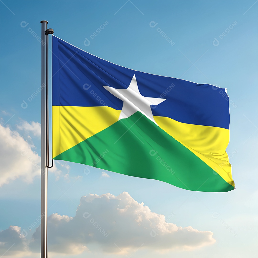 Bandeira do estado de Rondônia hasteada ao ar livre