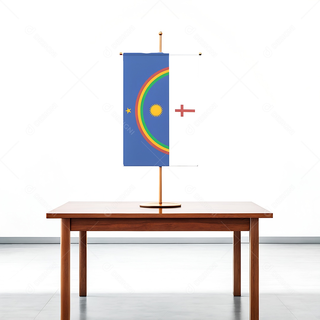 Bandeira do estado de Pernambuco em cima de uma mesa