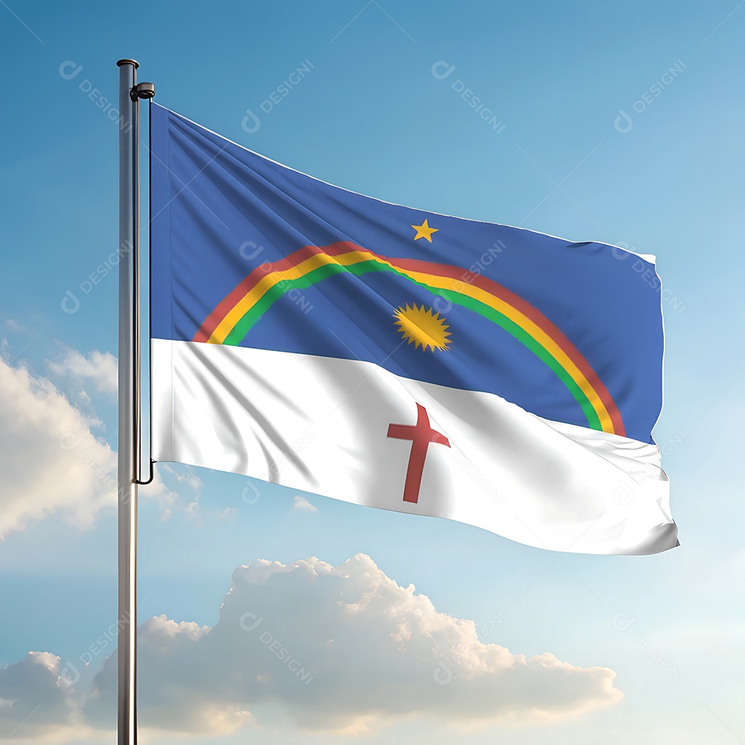 Bandeira do estado de Pernambuco hasteada ao ar livre