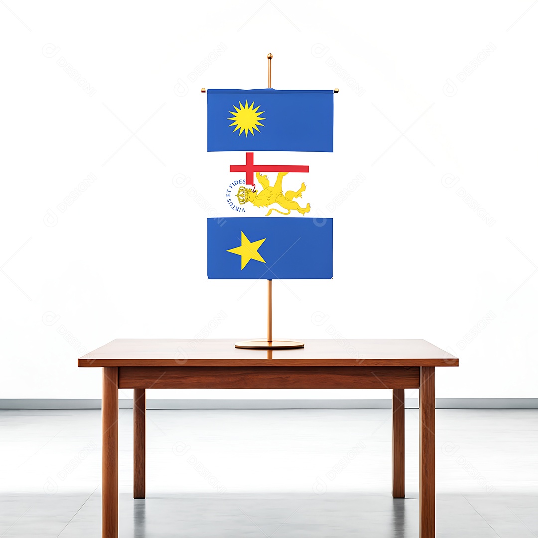 Bandeira da cidade de Recife em cima de uma mesa