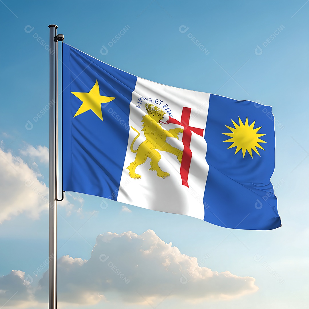 Bandeira da cidade de Recife hasteada ao ar livre