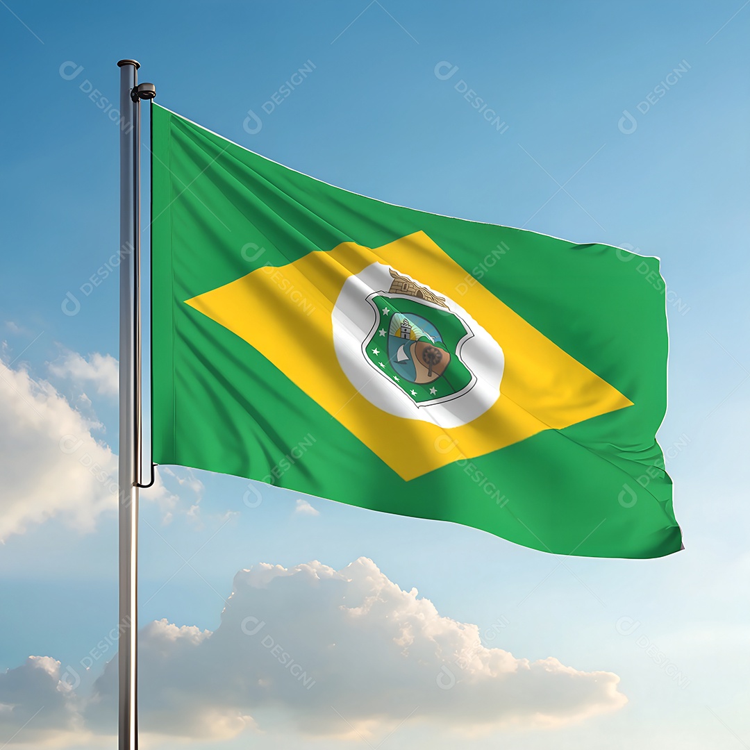 Bandeira do estado do Ceará hasteada ao ar livre