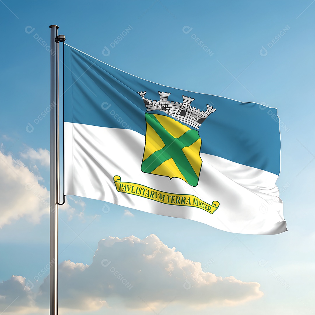 Bandeira da cidade de Santo André hasteada ao ar livre
