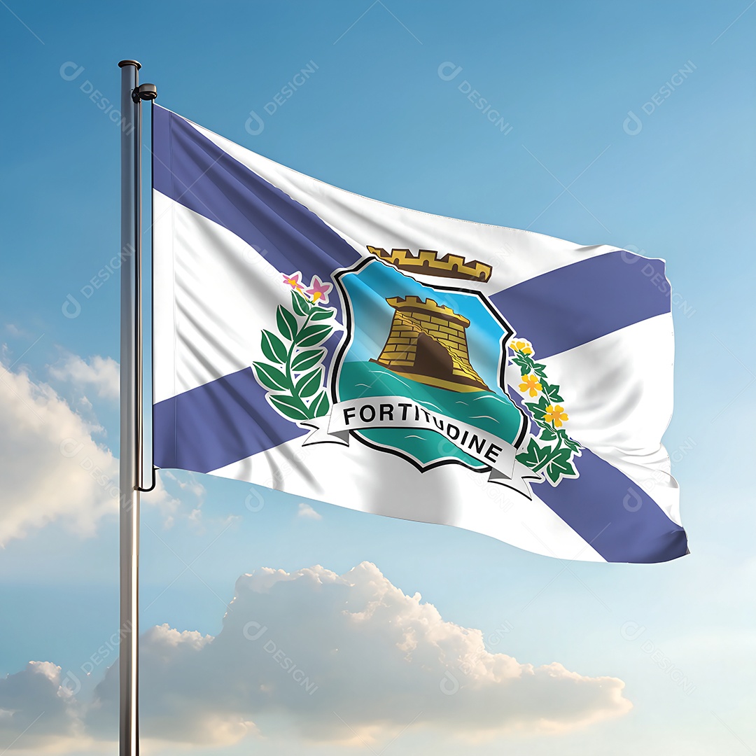 Bandeira da cidade de Fortaleza hasteada ao ar livre