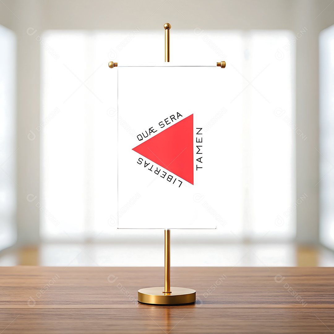 Mini bandeira do estado de Minas Gerais em cima de uma mesa