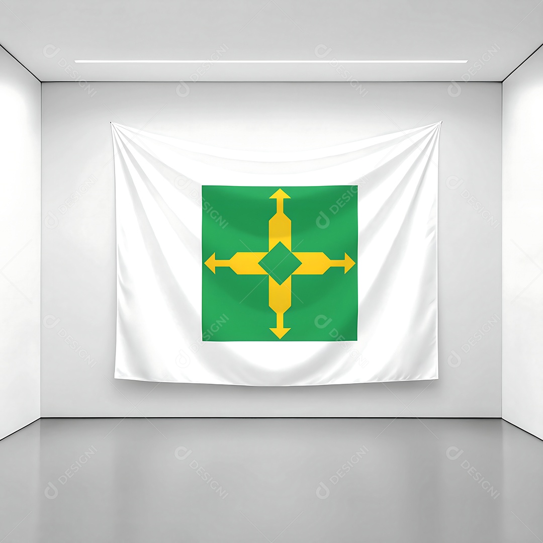Bandeira de Brasília Distrito Federal exposta em uma parede de uma sala
