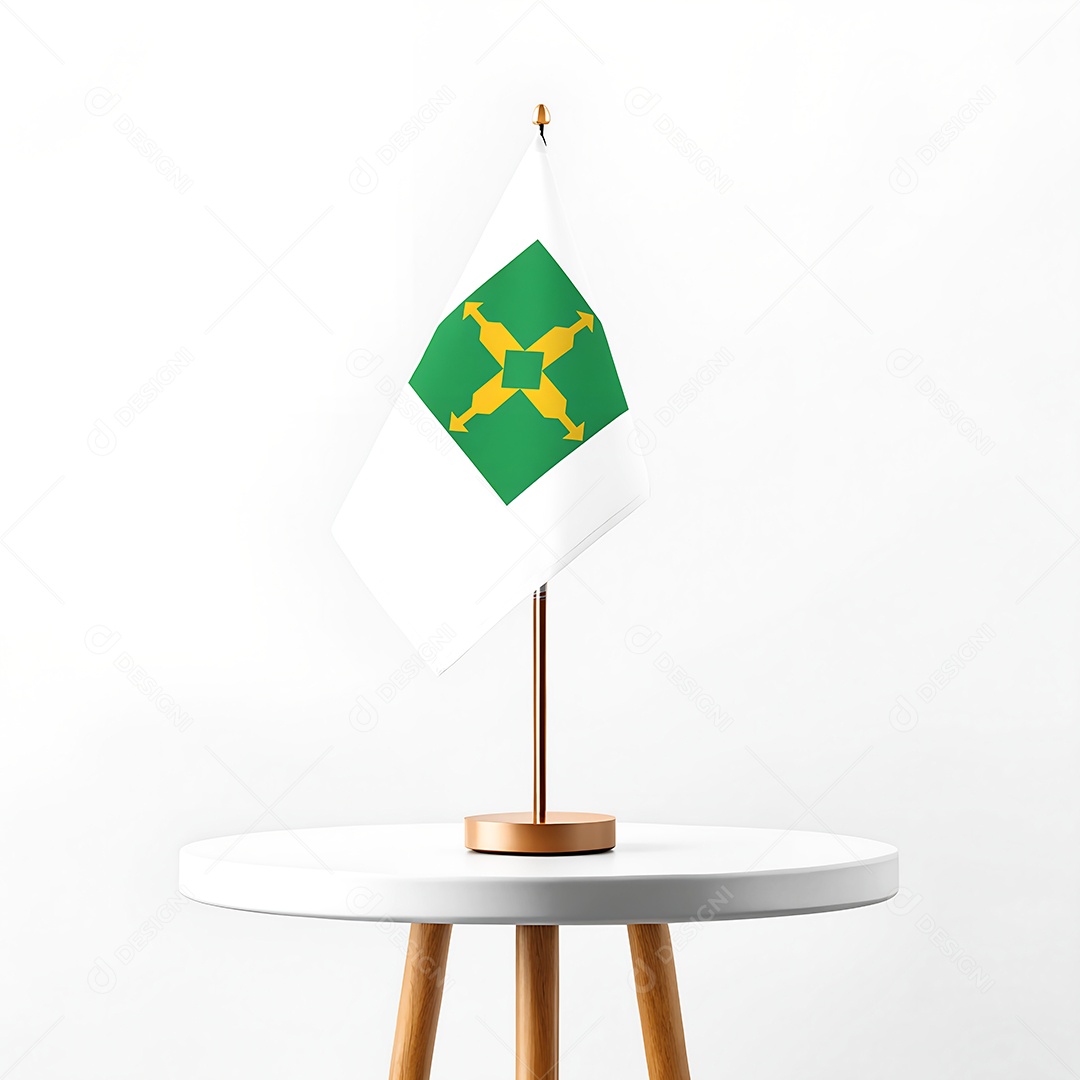 Mini bandeira de Brasília Distrito Federal hasteada em cima de uma mesa