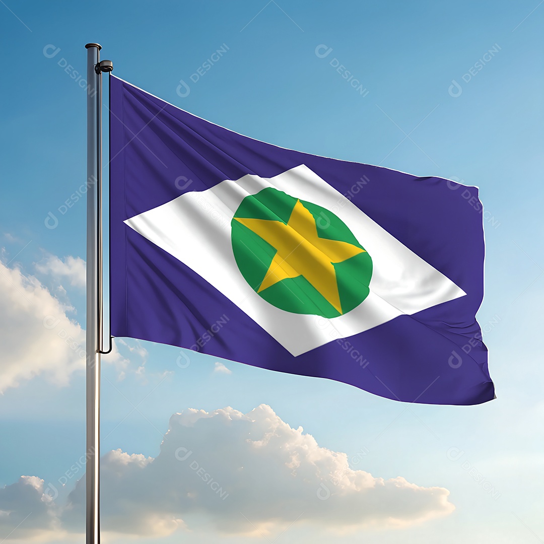 Bandeira do estado de Mato Grosso hasteada ao ar livre