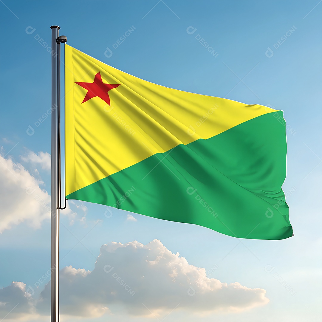 Bandeira do estado do Acre hasteada ao ar livre