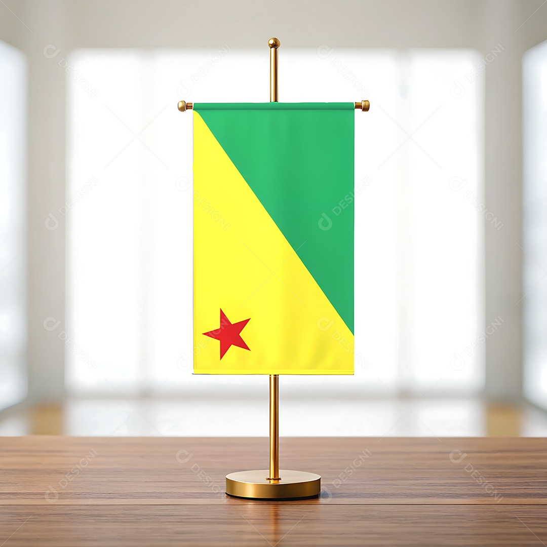 Mini bandeira do estado do Acre em cima de uma mesa