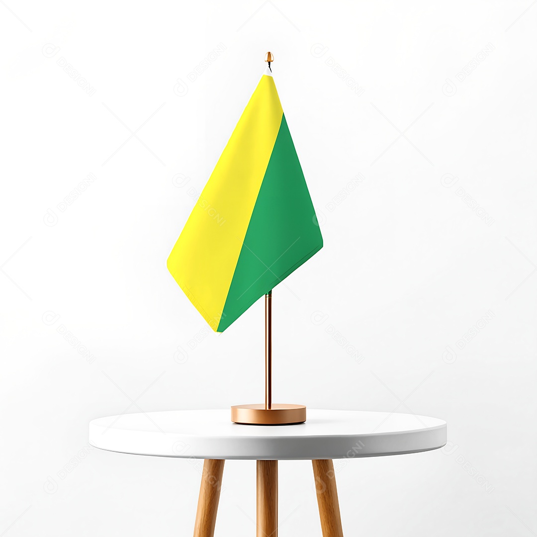 Mini bandeira do estado do Acre hasteada em cima de uma mesa