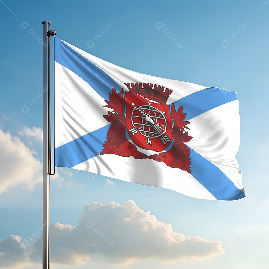 Bandeira da cidade do Rio de Janeiro hasteada ao ar livre